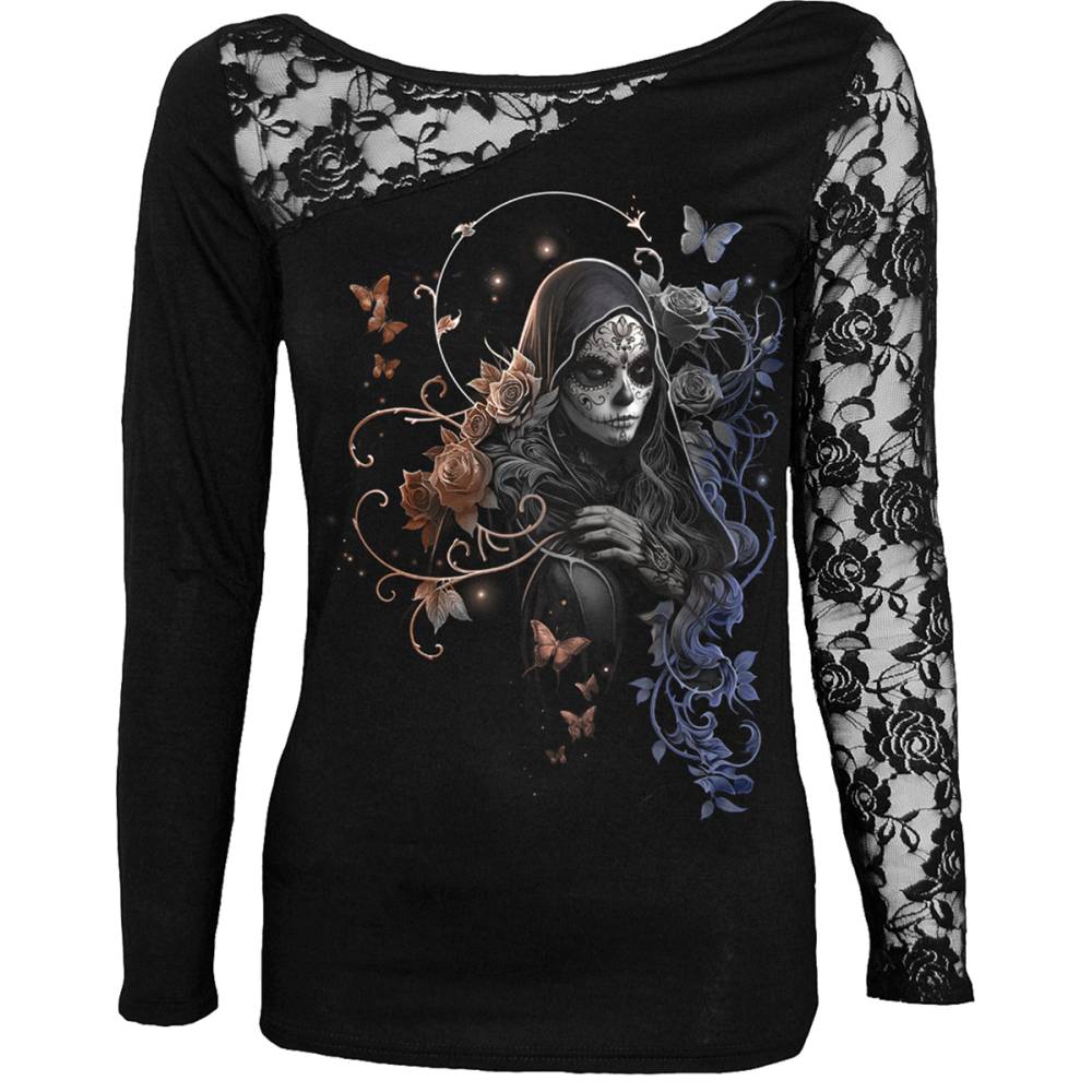 Spiral - Gothic Grace Lange ärmel top - Schwarz